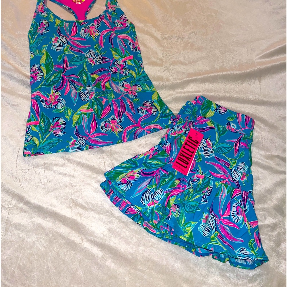 NWT Lilly Pulitzer UPF 50 2 piece matching set Athletic Tank and Skirt